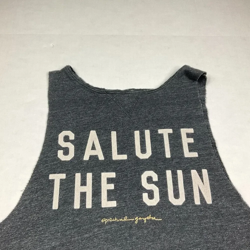 Spiritual Gangster Womens Cropped Tank Top Gray Sleeveless Workout Casual MEDIUM - Picture 2 of 10